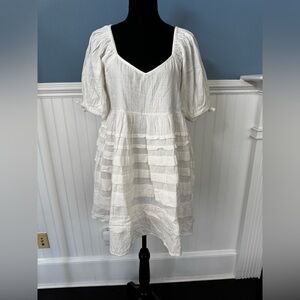 NWT Shore Savannah 100% Cotton Mini Dress ~ Gauze ~ White ~ Large